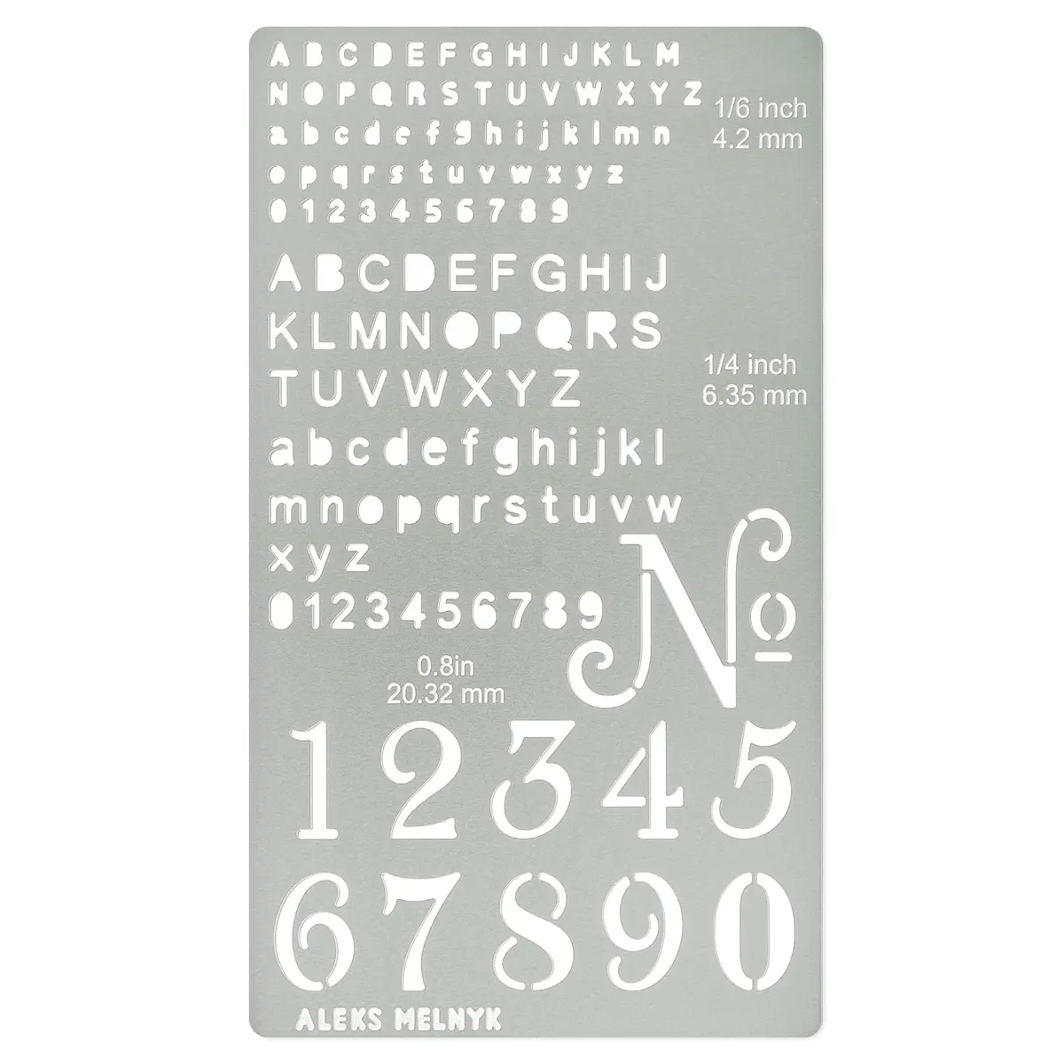 Aleks Melnyk No.422 Metal Stencil, Tiny Letters, 10.2cm x 17.8cm | Durable Metal Template for Bullet Journaling - main product image
