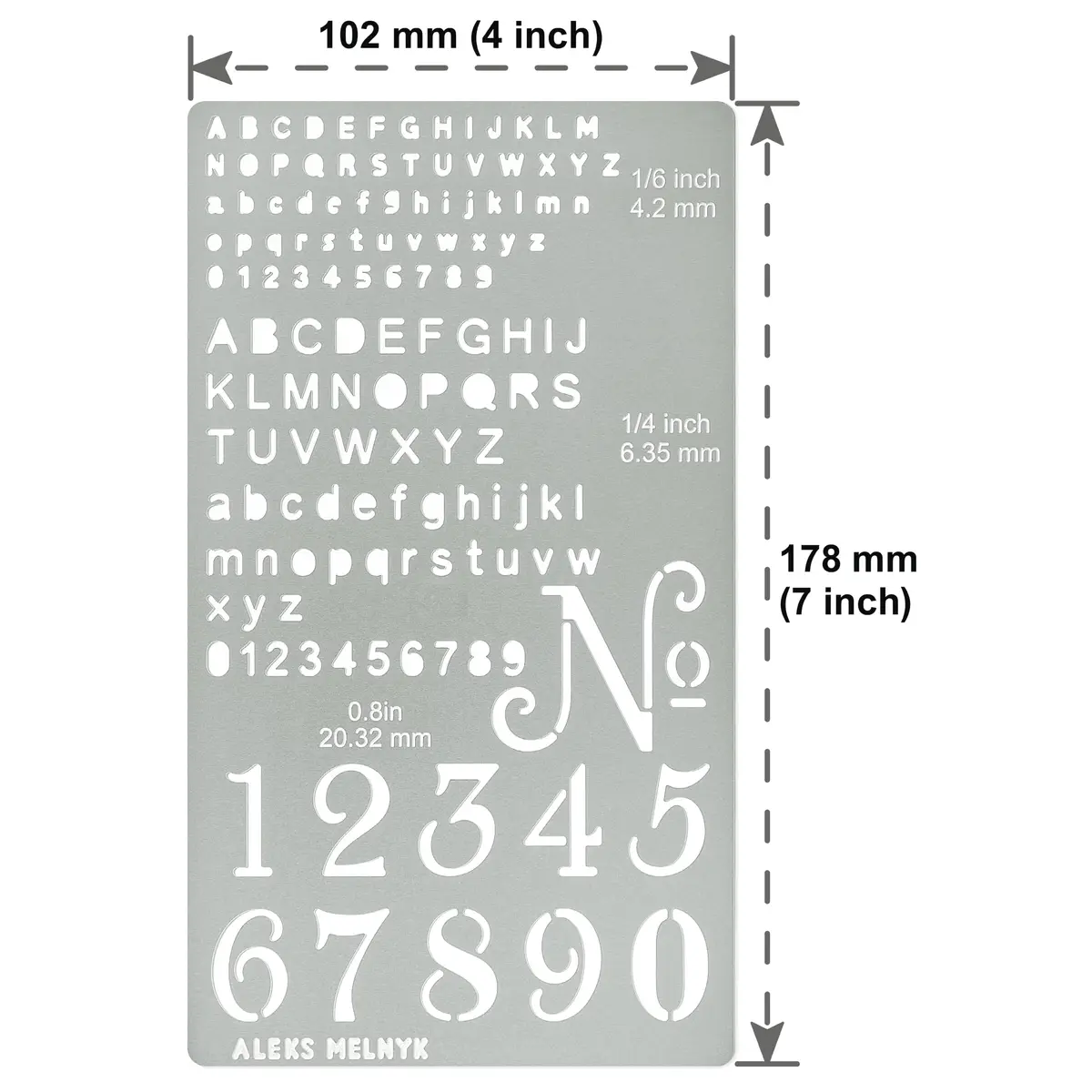 Aleks Melnyk No.422 Metal Stencil, Tiny Letters, 10.2cm x 17.8cm | Durable Metal Template for Bullet Journaling - view 4