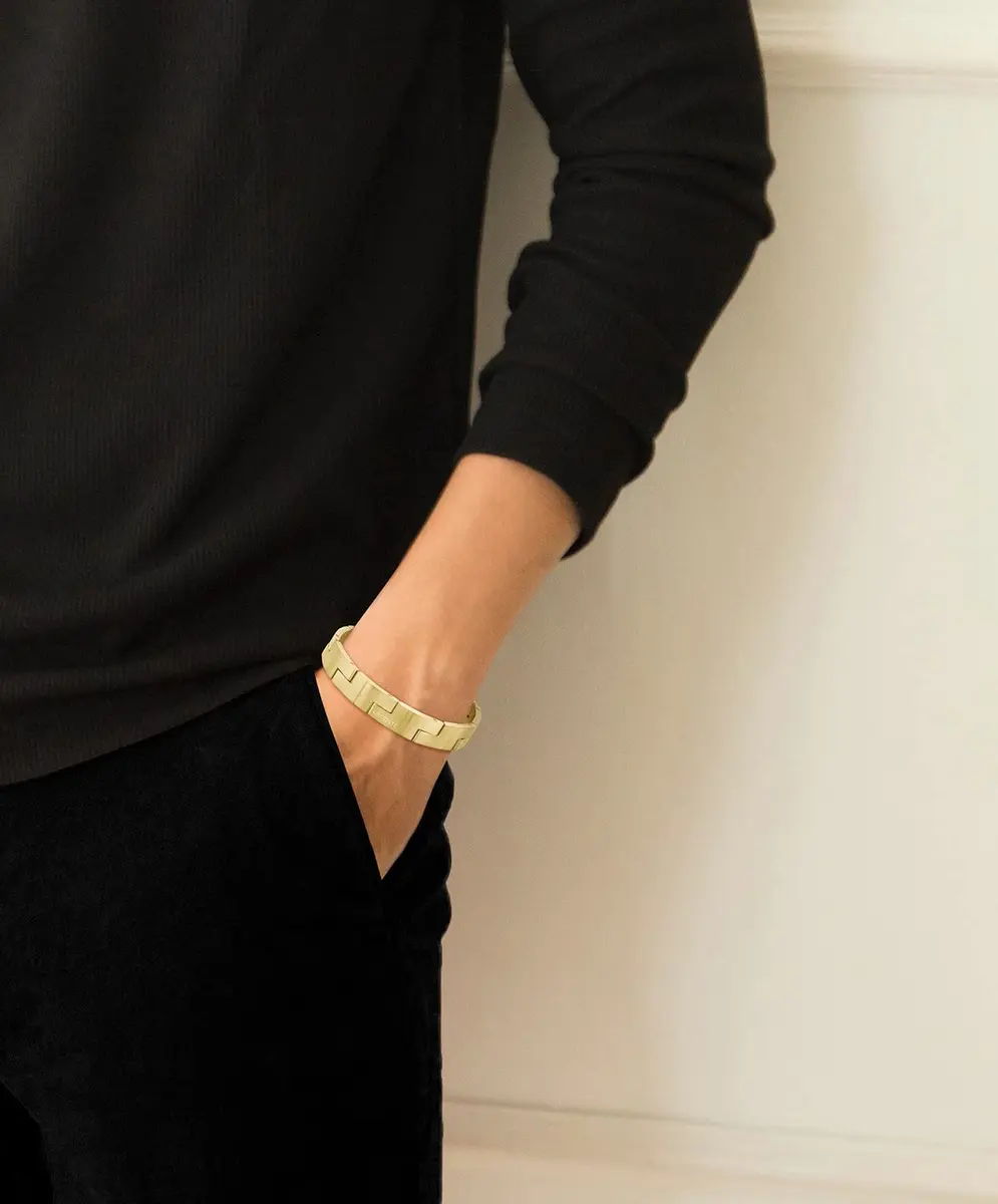 Lacoste Jewelry Catena Men's Ionic Plated Thin Gold Steel Link Bracelet | Modern Minimalist Design, 190mm Fit - view 2