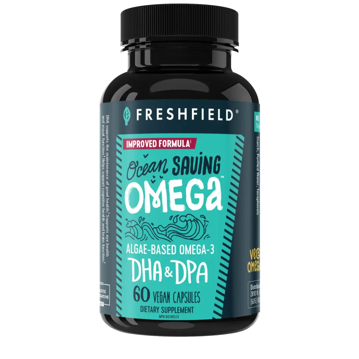 Freshfield Omega 3 DHA Supplements Algae Oil Softgels 60 Count (180g) | Brain & Heart Health Support - main product image