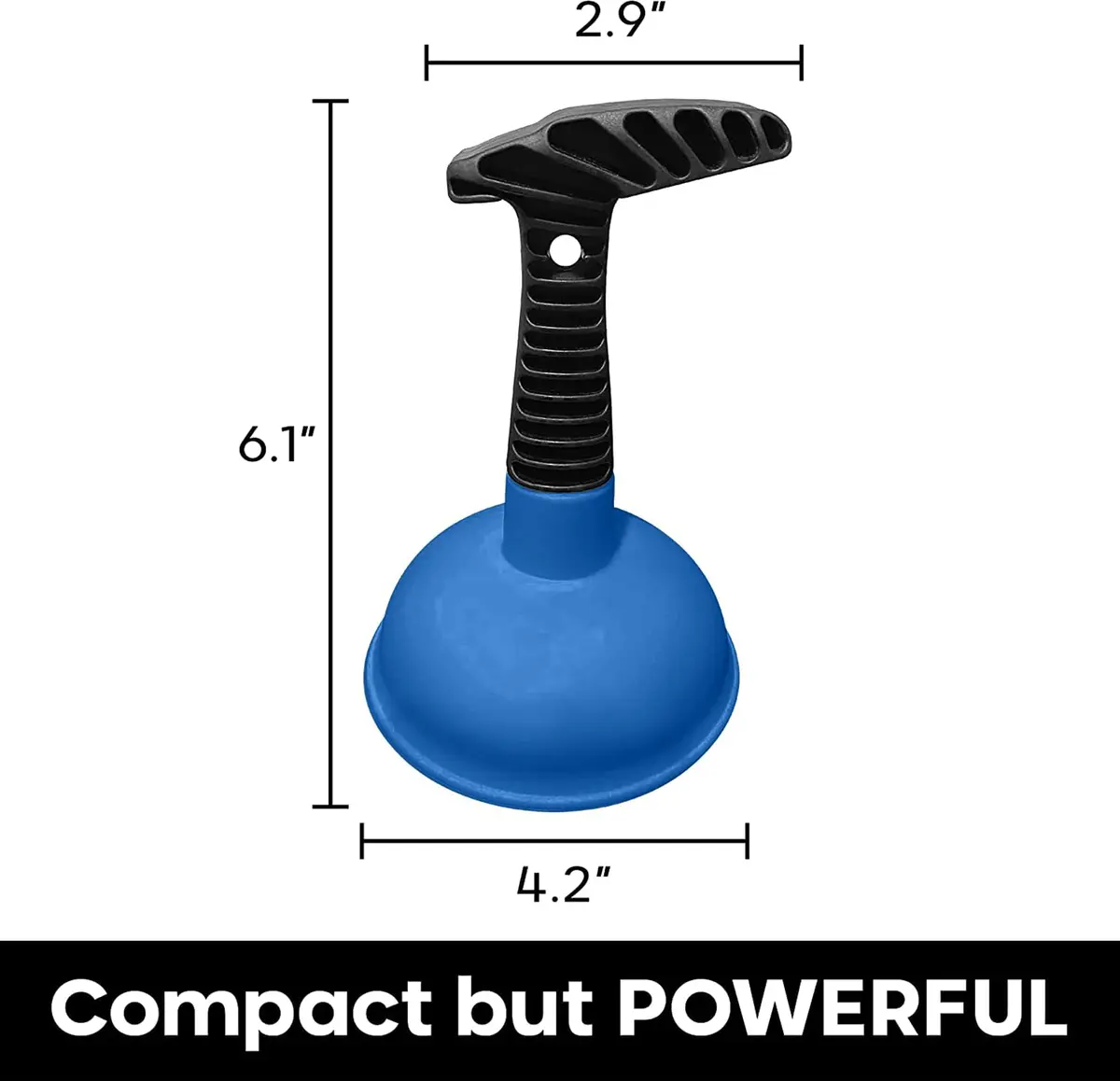 Plungeroo Sink Plunger Blue | Compact Unclogging Tool for Bathroom Drains (6.1 x 4.2 x 2.9 Inch) - view 2