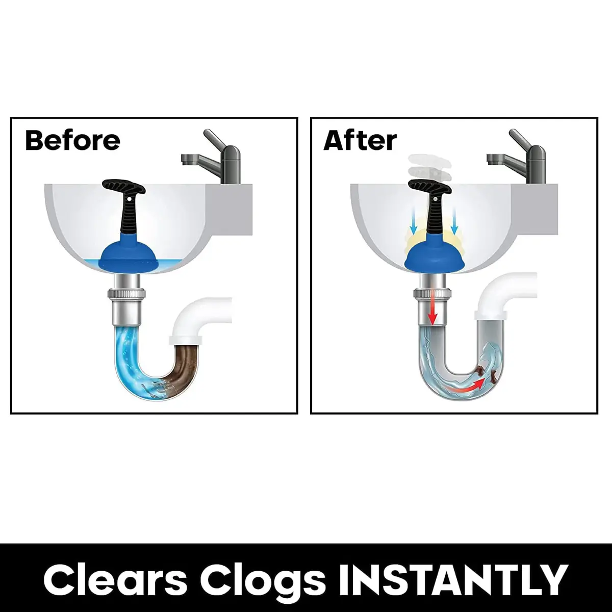 Plungeroo Sink Plunger Blue | Compact Unclogging Tool for Bathroom Drains (6.1 x 4.2 x 2.9 Inch) - view 3