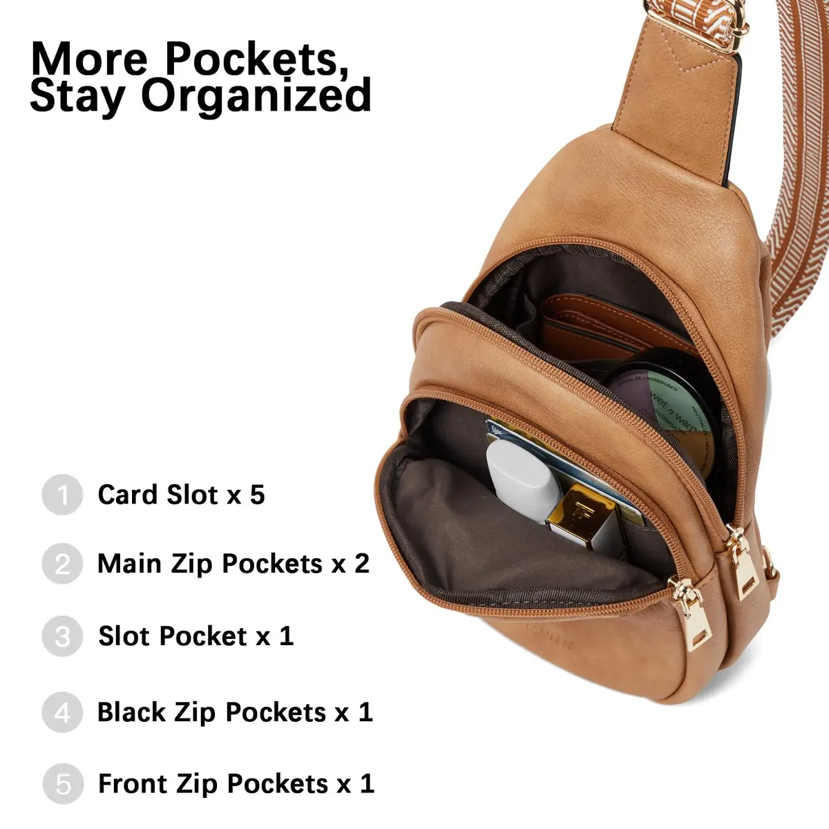 BOSTANTEN Sling Bag for Women Leather Crossbody Bags Fanny Pack for Travel | Multi-Functional & RFID - view 2