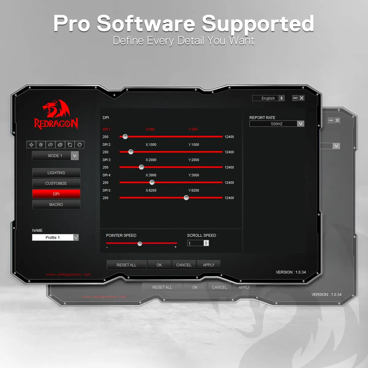 Redragon M908 Impact Gaming Mouse 12400 DPI | 18 Programmable Buttons, 1000Hz Polling Rate, RGB Lighting - view 8