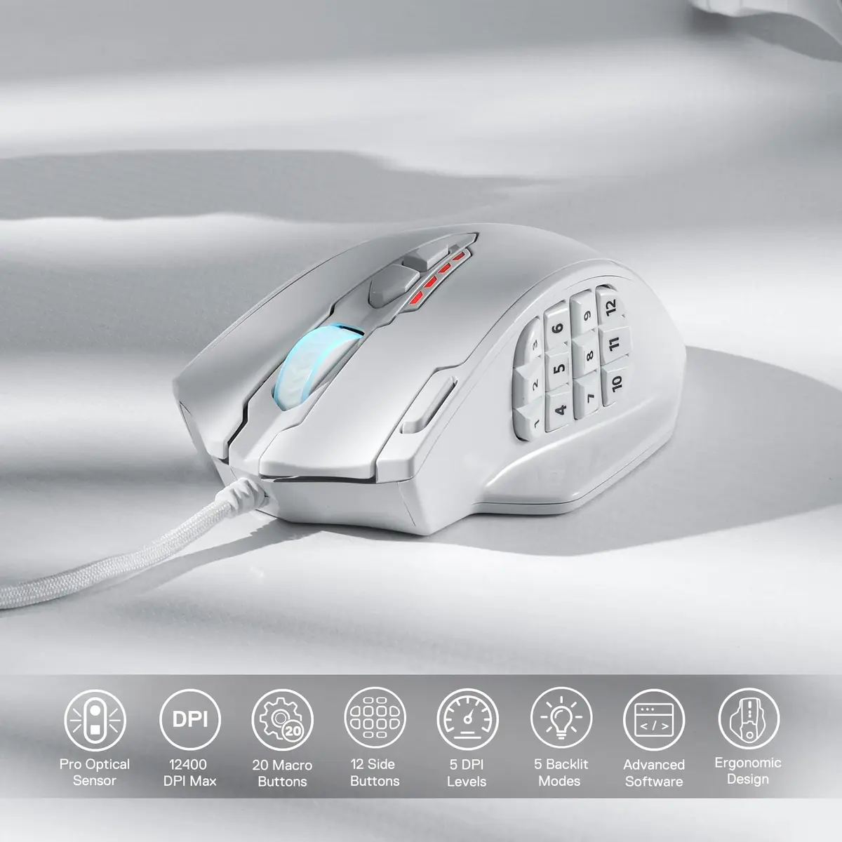 Redragon M908 Impact Gaming Mouse 12400 DPI | 18 Programmable Buttons, 1000Hz Polling Rate, RGB Lighting - view 2