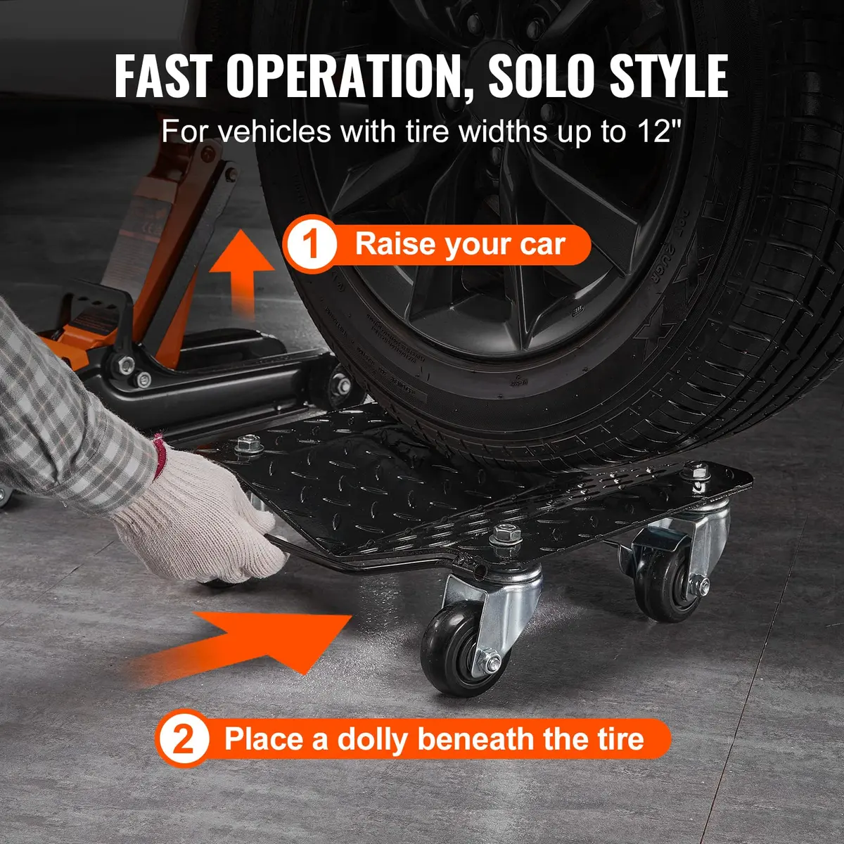 VEVOR Wheel Dolly 3000 lbs Heavy-Duty Car Moving Dolly Set of 2 | Versatile & Safe for Heavy Vehicles - view 7