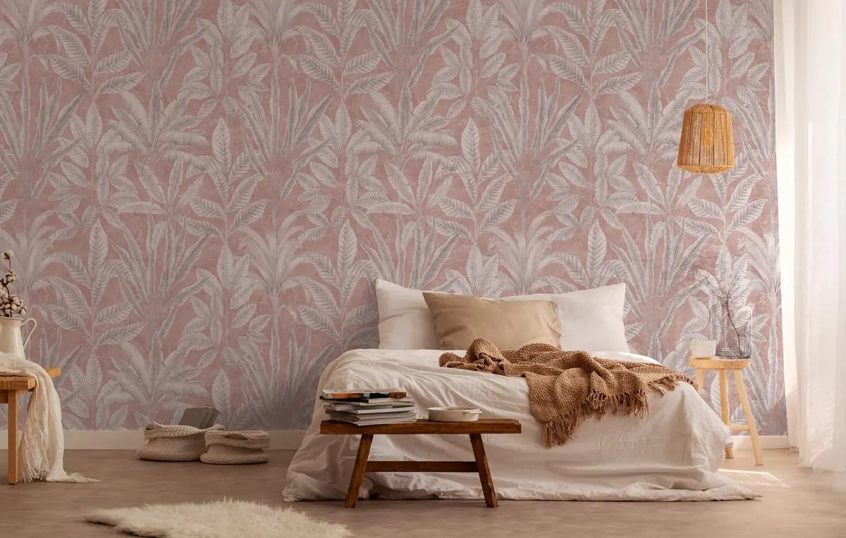 A.S. Création Livingwalls Non-Woven Wallpaper - Palm Leaves in Grey, White & Mauve | XXL Wall Art 2.80m x 1.59m - view 4