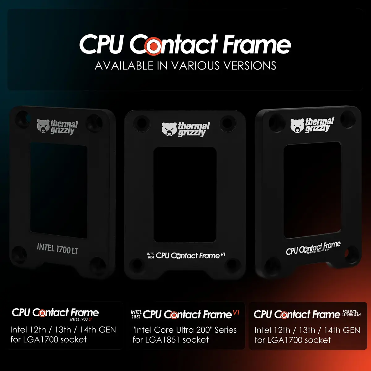 Thermal Grizzly CPU Contact Frame for Intel 13th & 14th Gen - Black | Optimized Cooling Performance - view 4