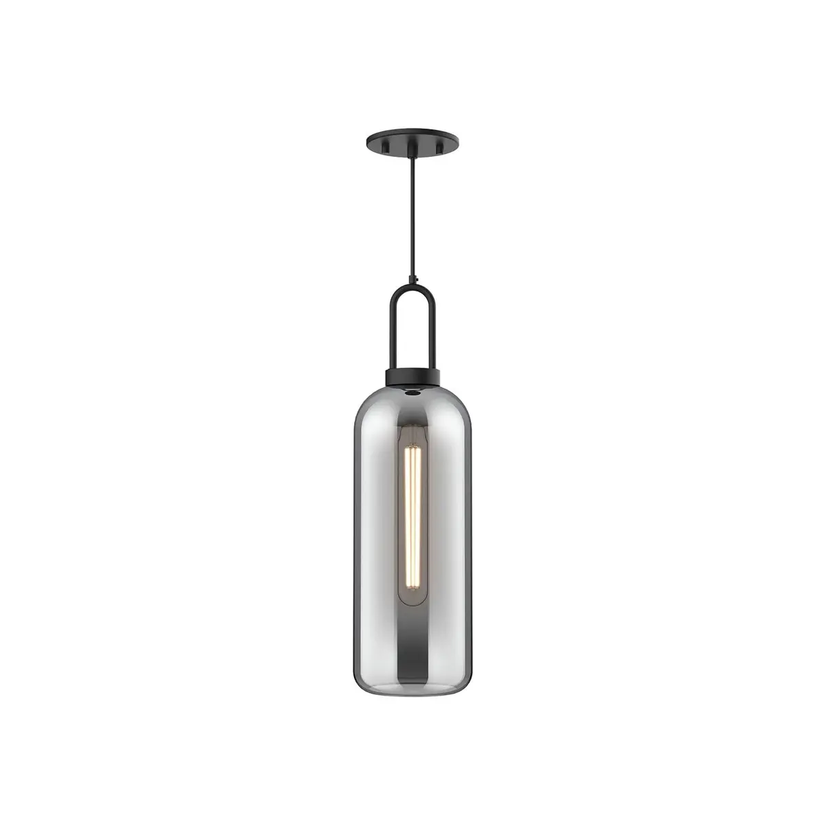 Alora Mood Kuzco Soji 1-Light Pendant Matte Black Smoked | Modern Ceiling Light with Glass Finish - main product image