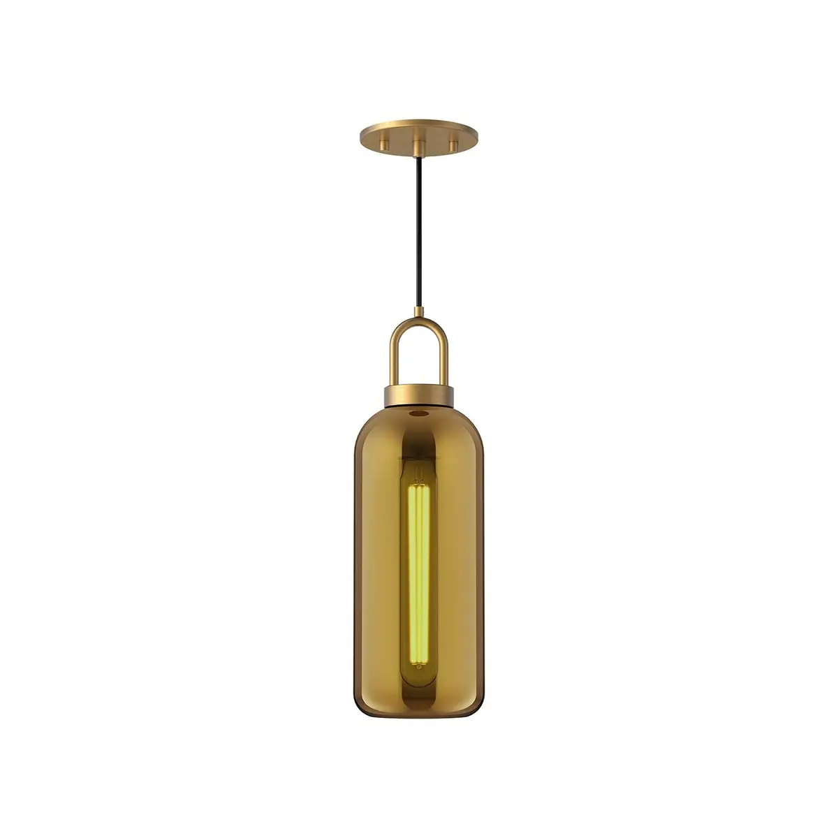 Alora Mood Kuzco Soji 1-Light Pendant Matte Black Smoked | Modern Ceiling Light with Glass Finish - view 3