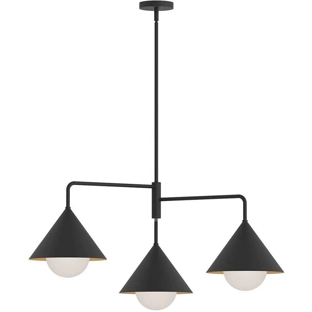 Alora Lighting Kuzco Remy 38in 3-Light Chandelier Matte Black Opal Glass | Modern Ceiling Fixture for Homes - main product image