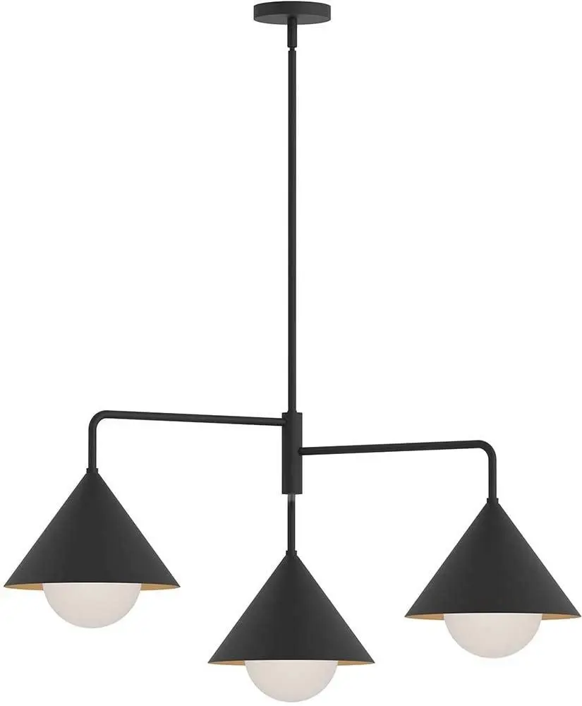 Alora Lighting Kuzco Remy 38in 3-Light Chandelier Matte Black Opal Glass | Modern Ceiling Fixture for Homes - view 2