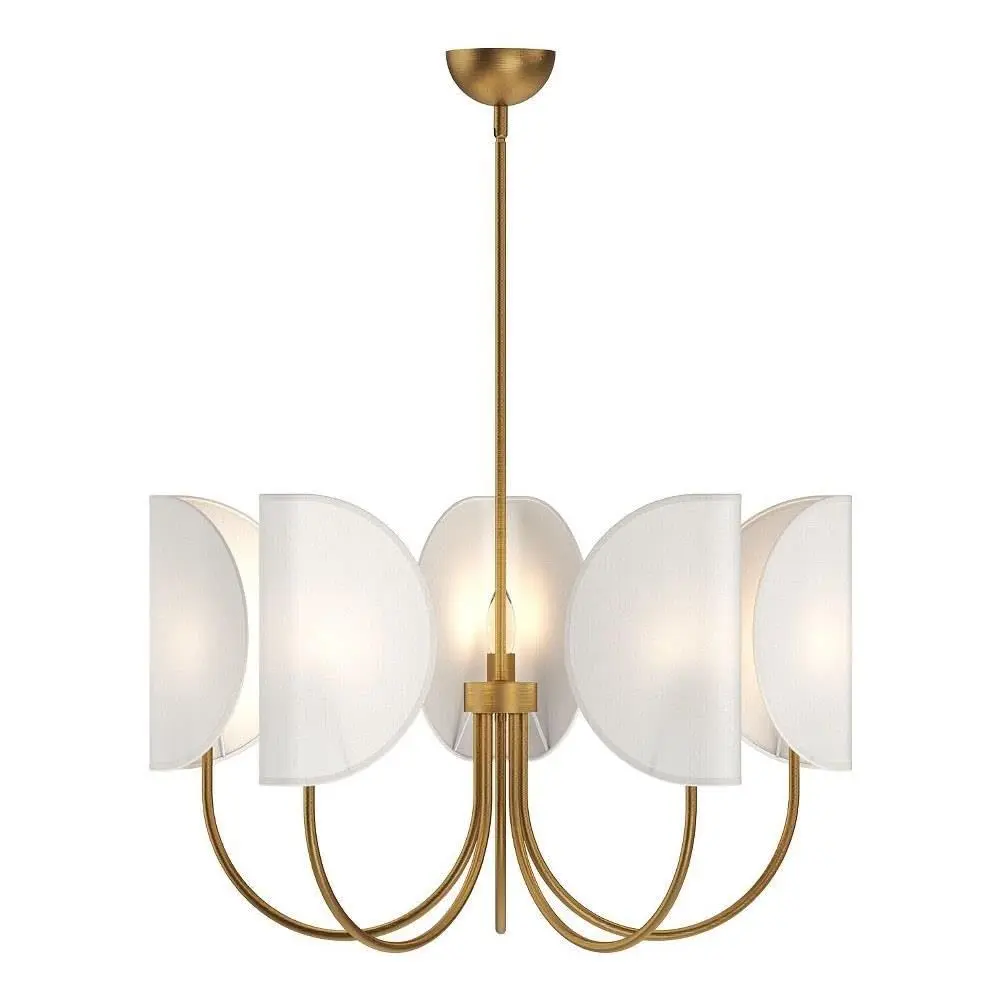Alora Mood Kuzco Seno 5-Light 32in Chandelier Aged Gold White Cotton | Japandi-inspired Sculptural Elegance - main product image