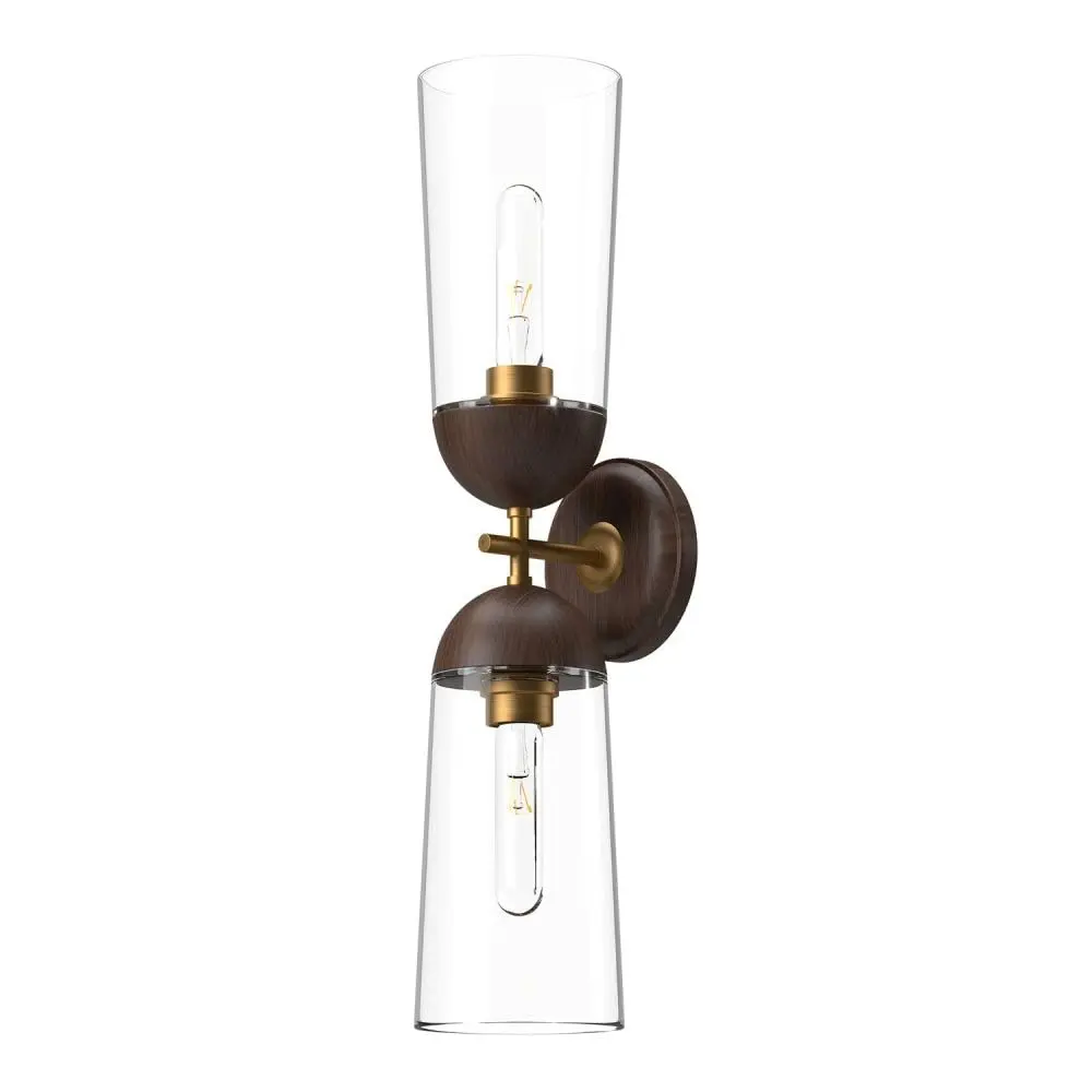 Alora Lighting Kuzco Emil 2-Light Vanity Light White Oak Clear Glass | Modern Wall Fixture 23in - view 2