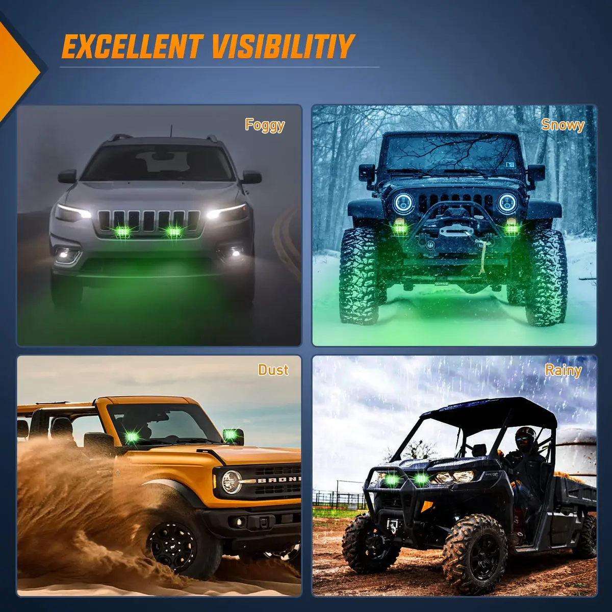 Nilight 4 inch Led Light Pod Green Spot Driving Fog Lights 2PCS | 18W Off Road Fishing Hunting Emergency - view 5