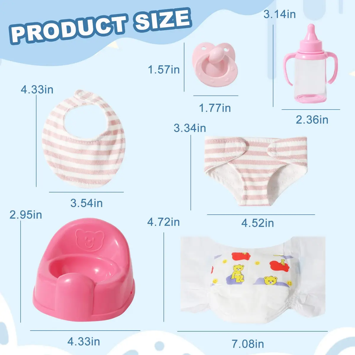 eDollable 12" Baby Doll Accessories Set Potty for Girls Ages 3+ | Complete Playset with Potty, Bibs & More - view 6