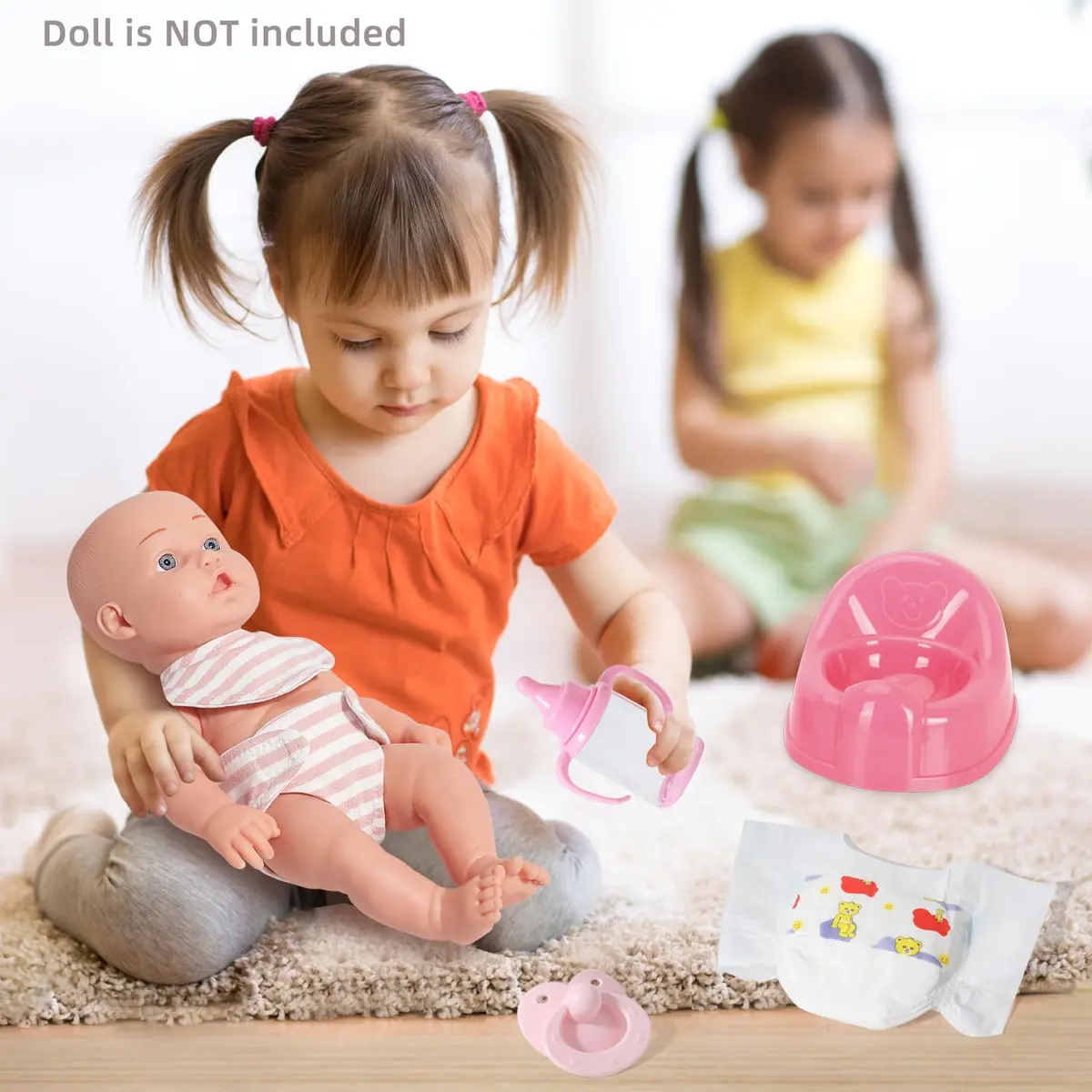 eDollable 12" Baby Doll Accessories Set Potty for Girls Ages 3+ | Complete Playset with Potty, Bibs & More - view 4