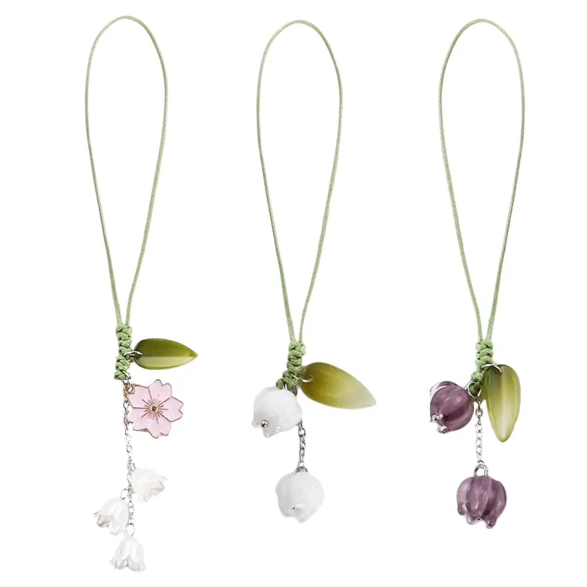 CHAOYUN 3 Pcs Tulip Flower Phone Charms | Colorful Decorative Cell Phone Accessories - main product image