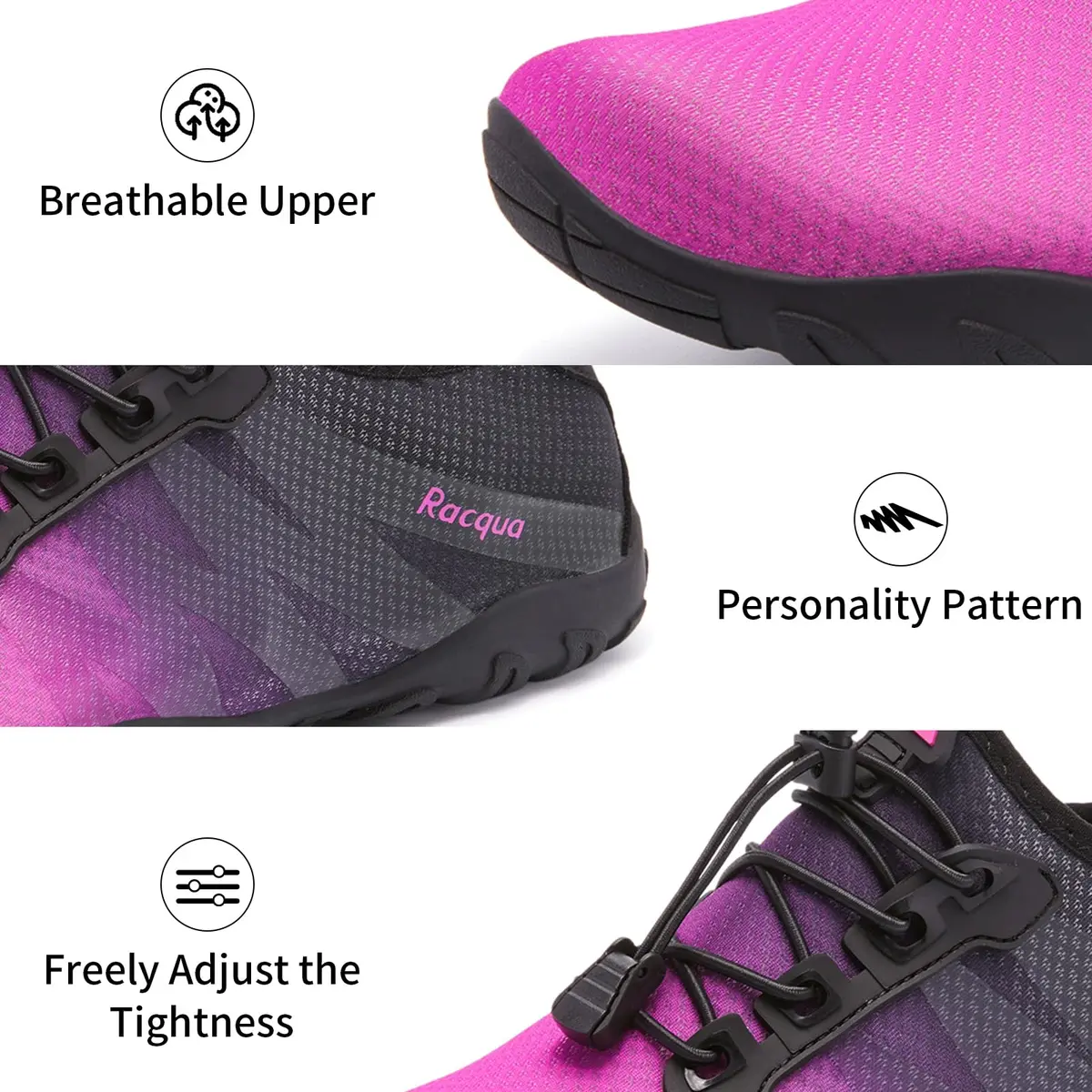 Racqua Women & Men Water Shoes | Quick Dry, Lightweight, Non-Slip, Stylish Gradient Design (Size 6 Women/5 Men) - view 5