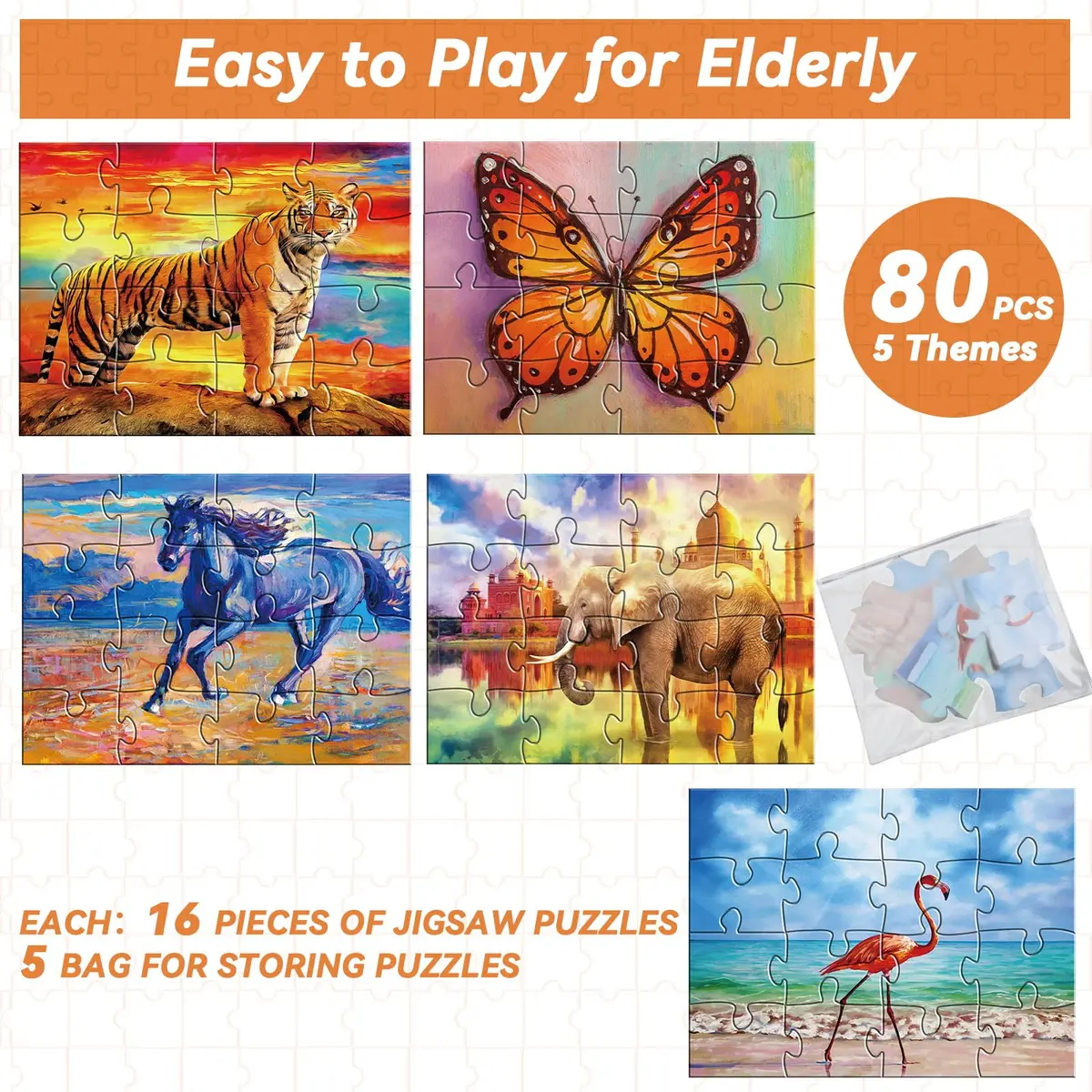 Qyeahkj Dementia Alzheimer’s Large Jigsaw Puzzles 15x24cm | Cognitive Memory Activity for Seniors - view 4