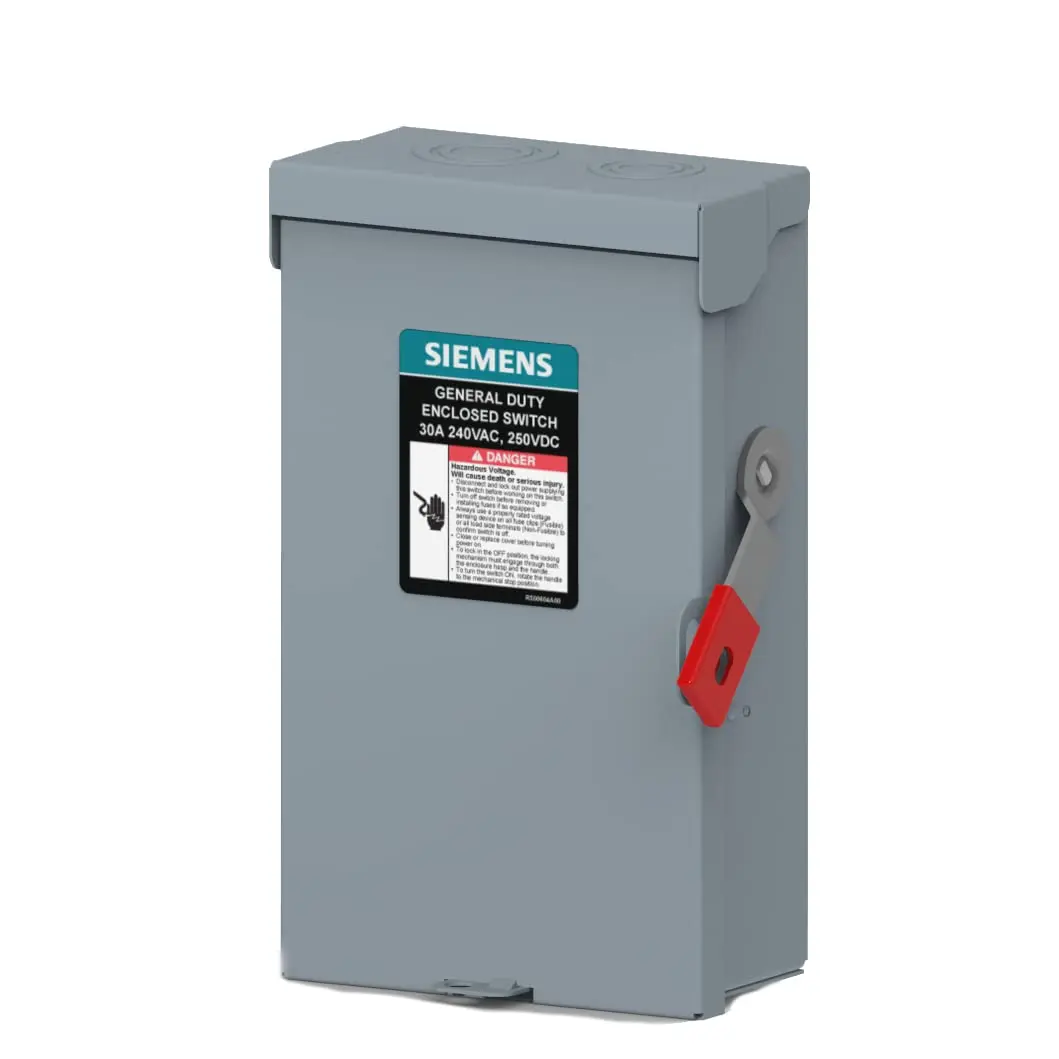 SIEMENS GF221NLA 30-Amp, 2-Pole, 240V General Duty Plus Series Safety Switch, Fusible, Indoor, Toggle, Metal Handle, Manual, Grey | Reliable 240V Switch - main product image