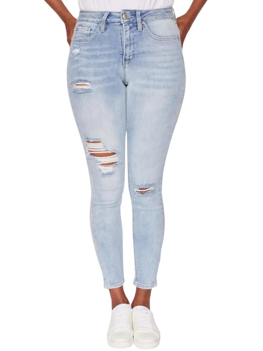 Royalty For Me Women's Vintage Dream High Rise Skinny Jeans Light Blue 14 | Retro Fit & Comfort - main product image