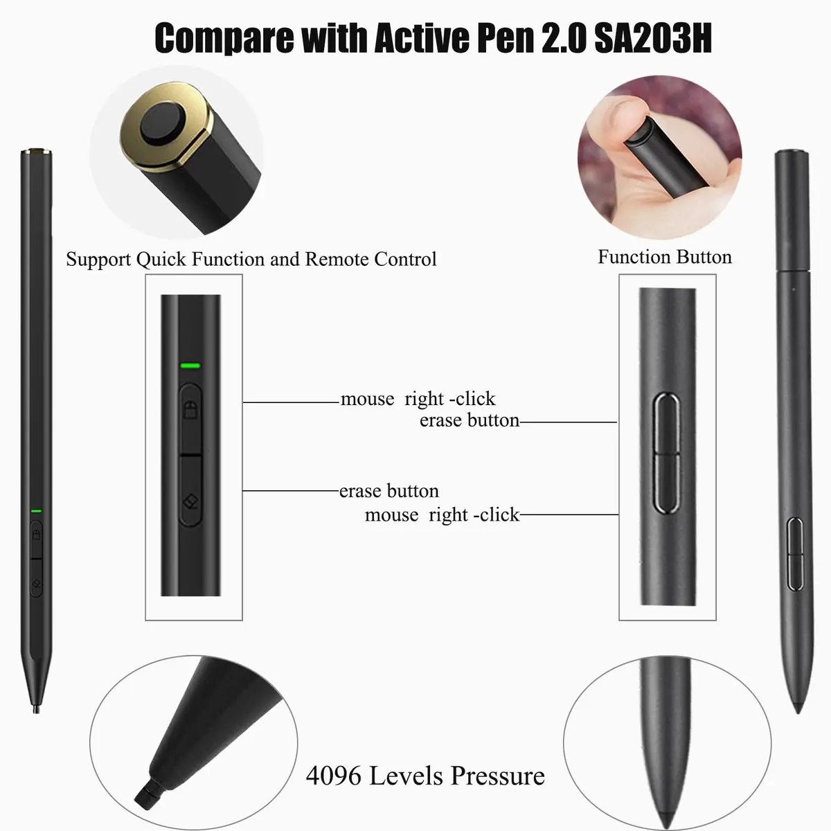 Mingxiong Active Pen 2.0 (C582S) with Bluetooth, 4096 Pressure Sensitivity | Compatible with ASUS ROG Flow Z13, Zephyrus Duo 16, Flow X16 - view 2