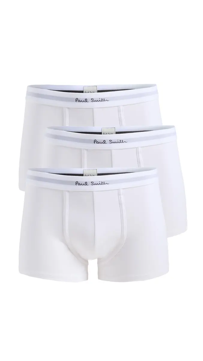 Paul Smith Men Trunk 3 Pack Solid White | Organic Cotton Comfort (70-120 chars) - main product image