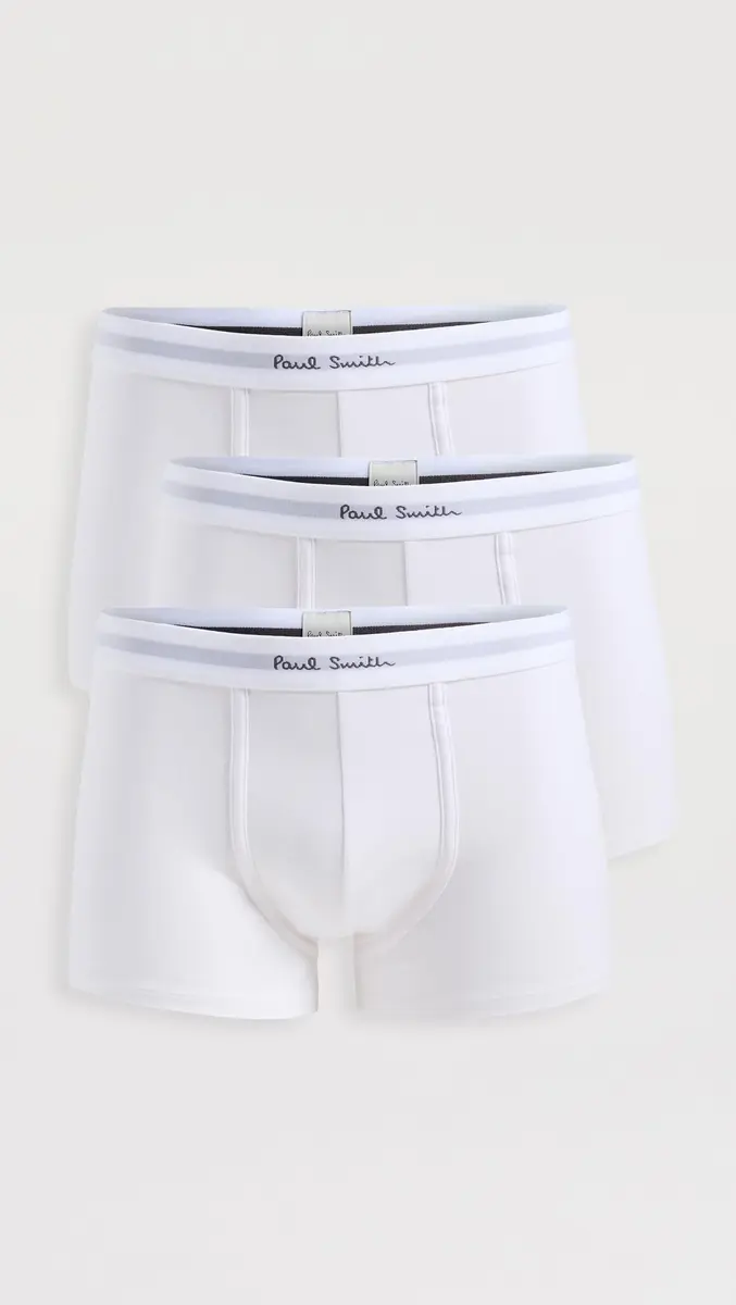 Paul Smith Men Trunk 3 Pack Solid White | Organic Cotton Comfort (70-120 chars) - view 2