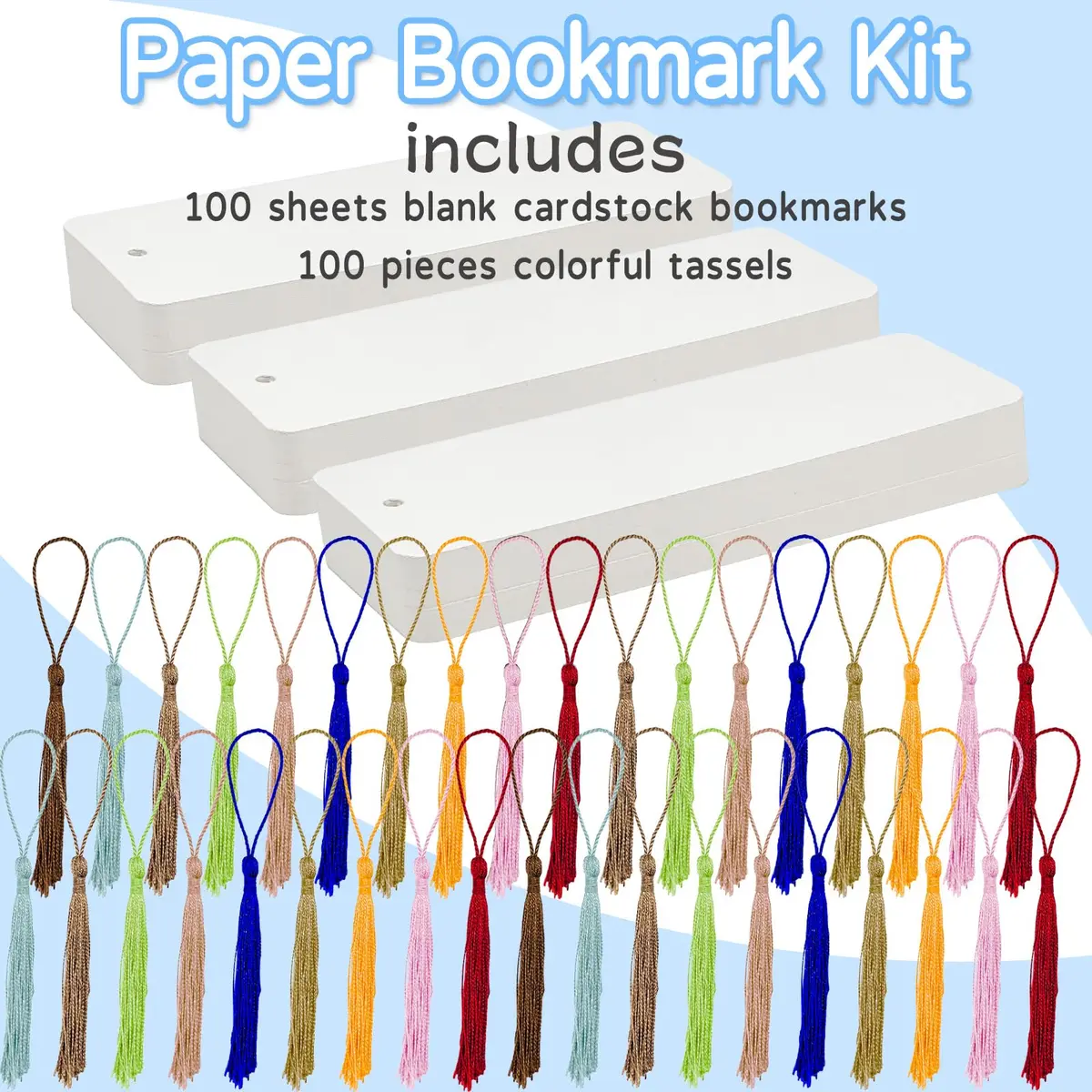 DSYIL Blank Bookmarks with Tassels 14 x 5cm (5.5 x 2 Inches) | DIY Craft Paper for Personalization - view 3