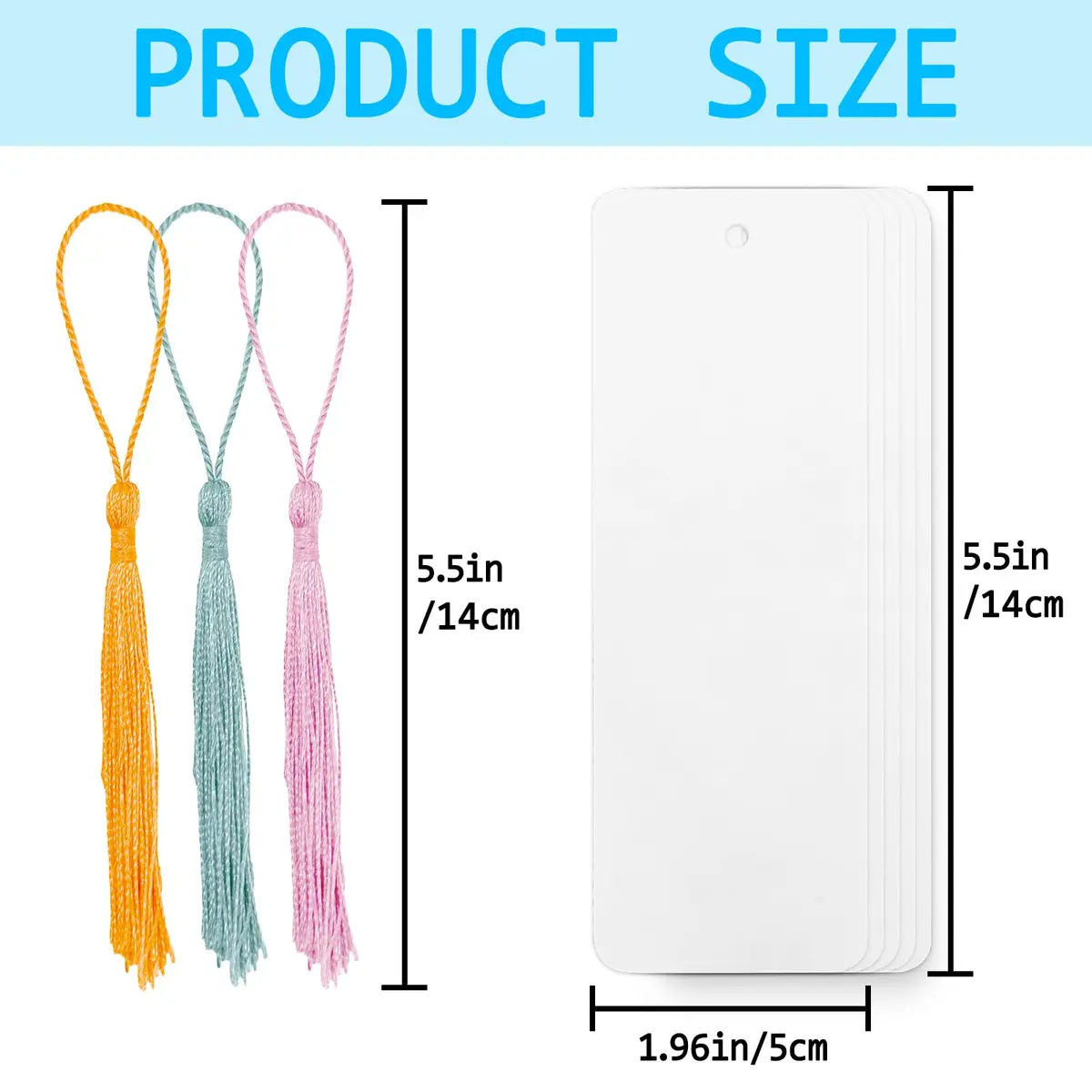 DSYIL Blank Bookmarks with Tassels 14 x 5cm (5.5 x 2 Inches) | DIY Craft Paper for Personalization - view 4