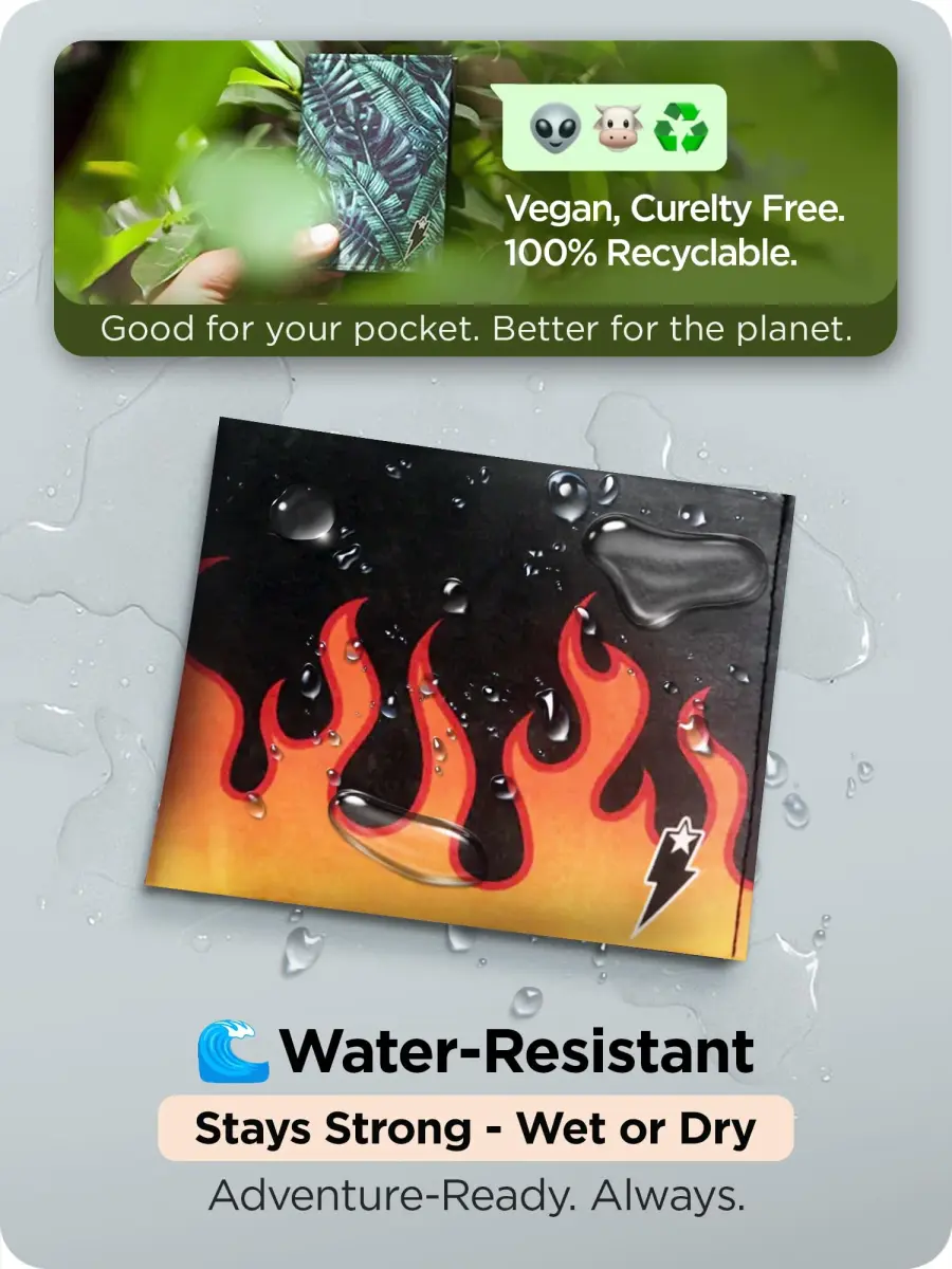 SUPERVEK Lit Flames Fire Stitched Paper Wallet - Vegan, Mighty Thin, Slim Wallet for Men, RFID Blocking, 6 Card Slots - view 7
