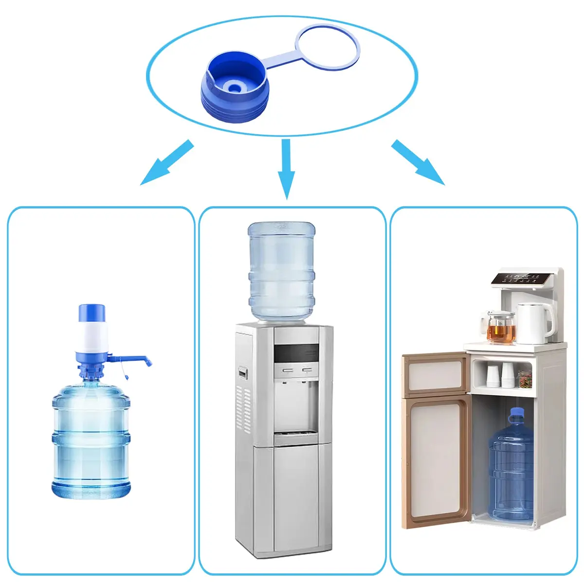 Ajedrmy 3 & 5 Gallon Water Jug Cap Reusable | Food Grade Silicone Leak-Free Lid (3PCS) - view 4