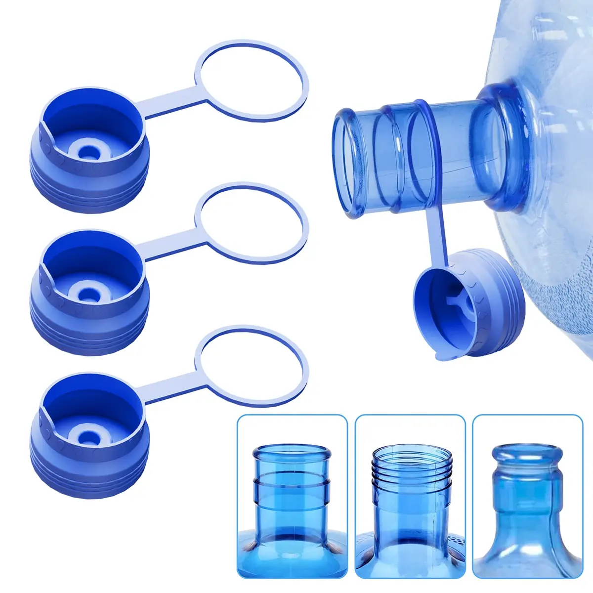 Ajedrmy 3 & 5 Gallon Water Jug Cap Reusable | Food Grade Silicone Leak-Free Lid (3PCS) - main product image