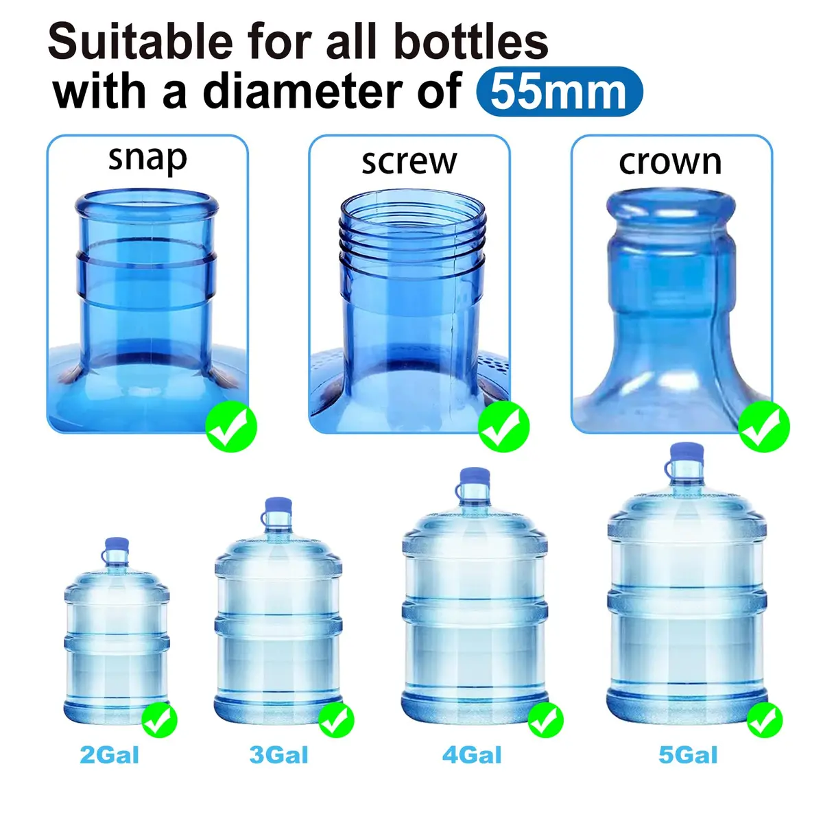 Ajedrmy 3 & 5 Gallon Water Jug Cap Reusable | Food Grade Silicone Leak-Free Lid (3PCS) - view 2