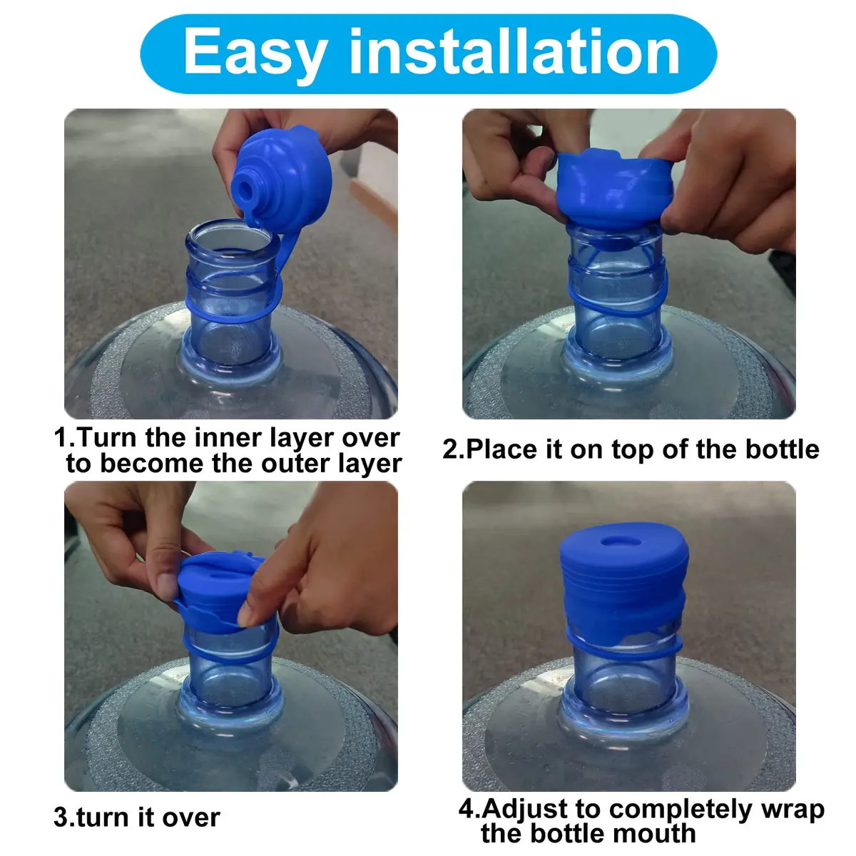 Ajedrmy 3 & 5 Gallon Water Jug Cap Reusable | Food Grade Silicone Leak-Free Lid (3PCS) - view 3