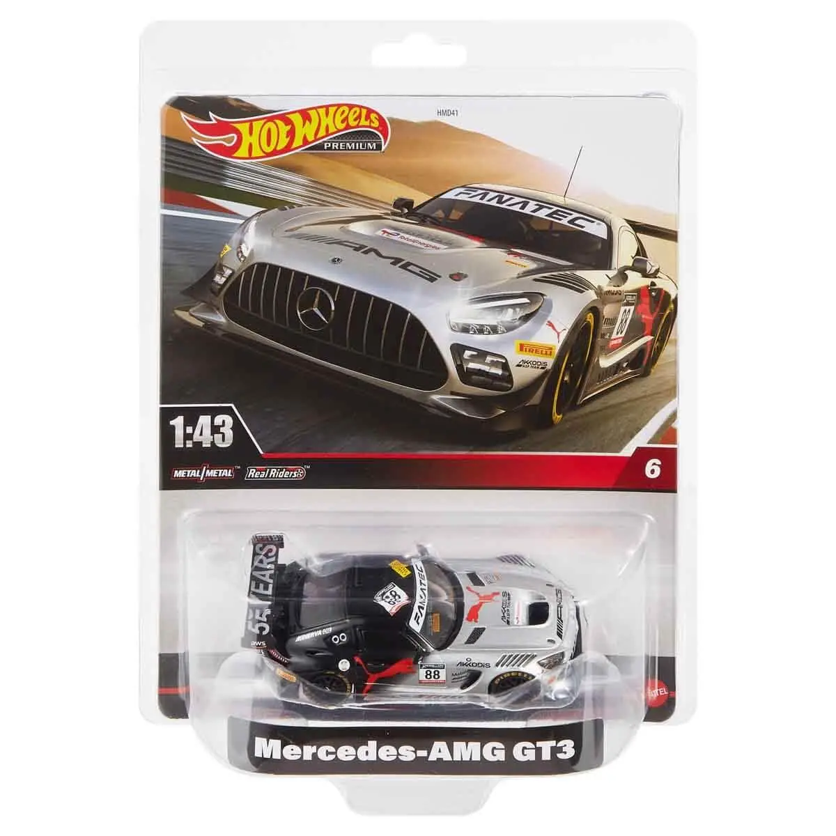 Hot Wheels Real Riders Mercedes-AMG GT3 Die Cast Car 1:43 Scale HMD44 | Premium Collectible for Adults - view 6