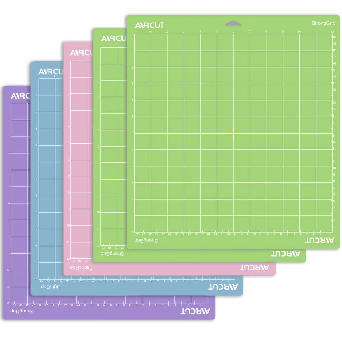 AIRCUT 5-Piece 12x12 Inch Cutting Mat Variety Pack | Standard, Light, StrongGrip, FabricGrip for Cricut Maker & Explore Series - main product image