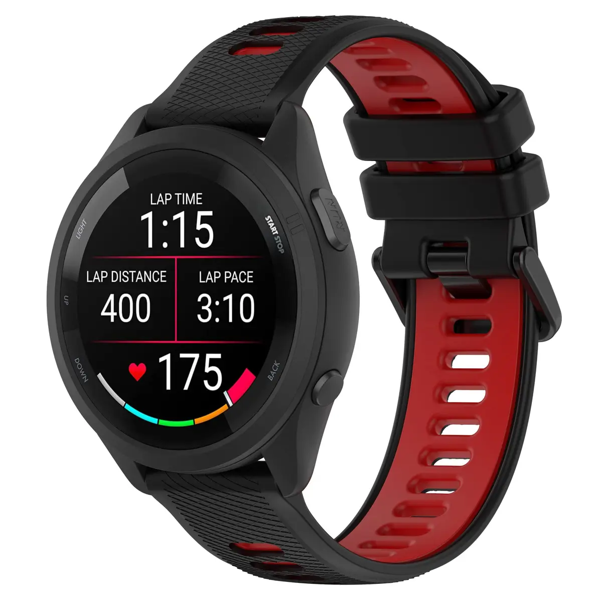 Hijiawee Watch Band for Garmin 265S/255S/Venu 2S, 18mm Silicone Replacement Strap, Black&Red | Durable & Quick Release - main product image