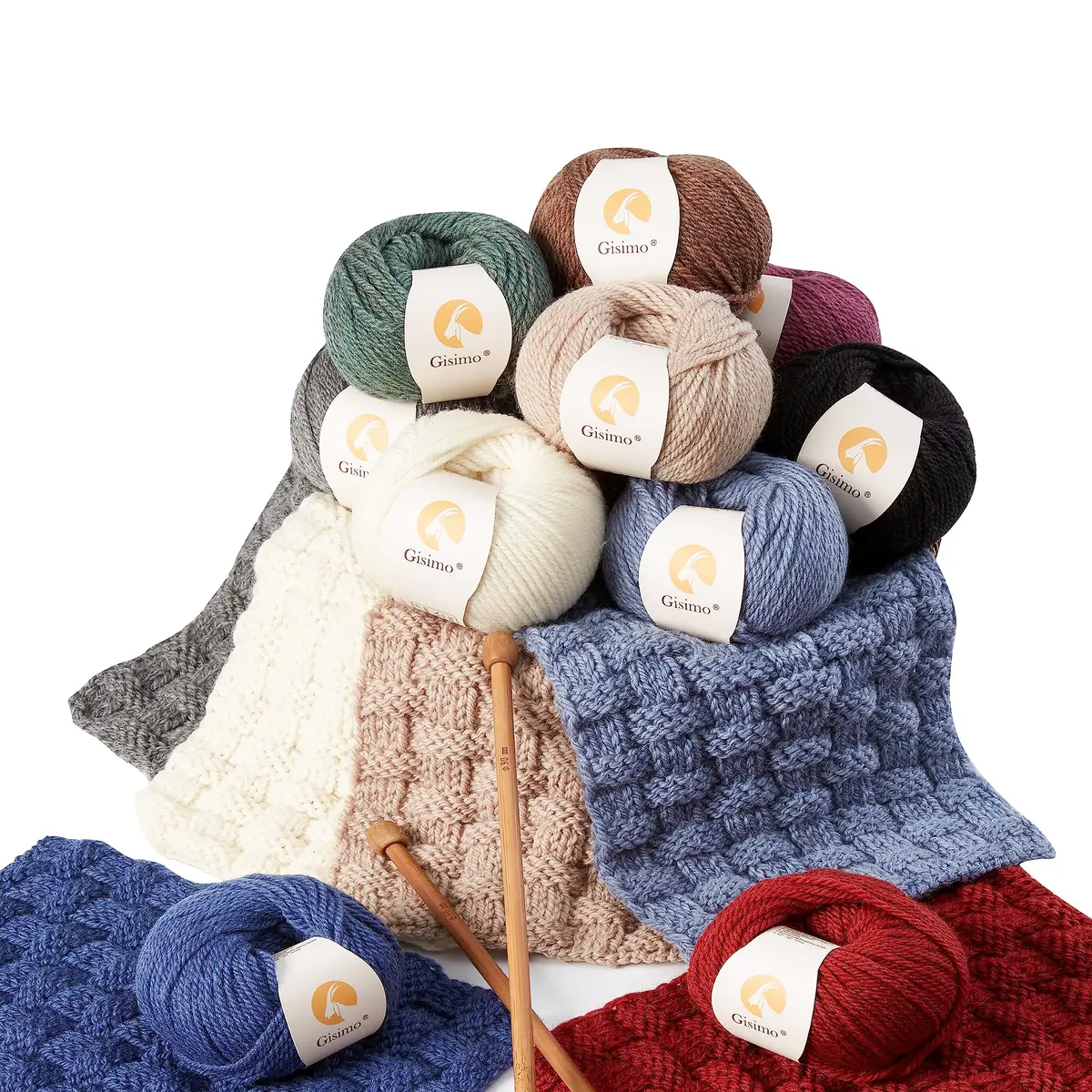 Gisimo 100% Merino Wool Yarn 3-Ply | Luxurious & Soft for Hand Knitting & Crocheting (Roman red, 3Balls) - view 7