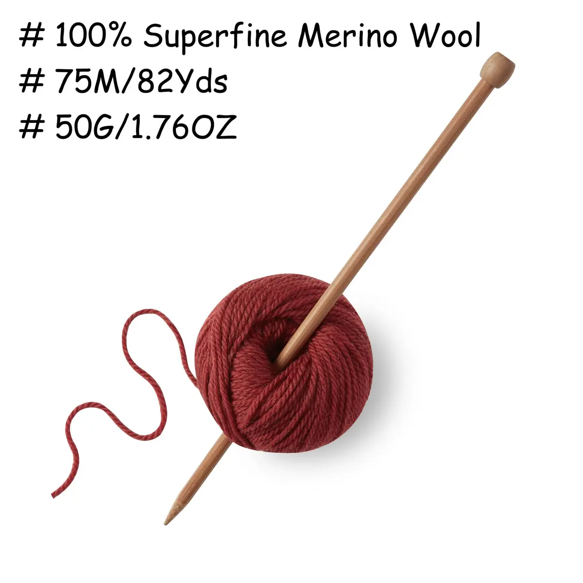 Gisimo 100% Merino Wool Yarn 3-Ply | Luxurious & Soft for Hand Knitting & Crocheting (Roman red, 3Balls) - view 3