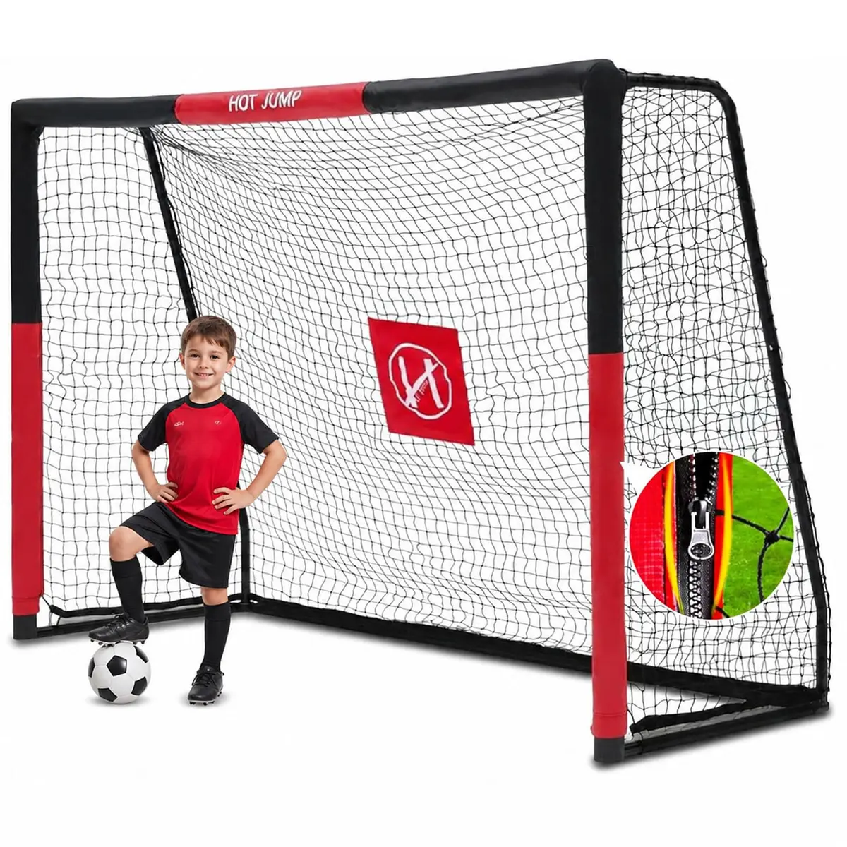 Hotjump Soccer Goals for Backyard 6x4 ft Weatherproof Kids Metal Goal | Easy Setup & Safety Foam - main product image