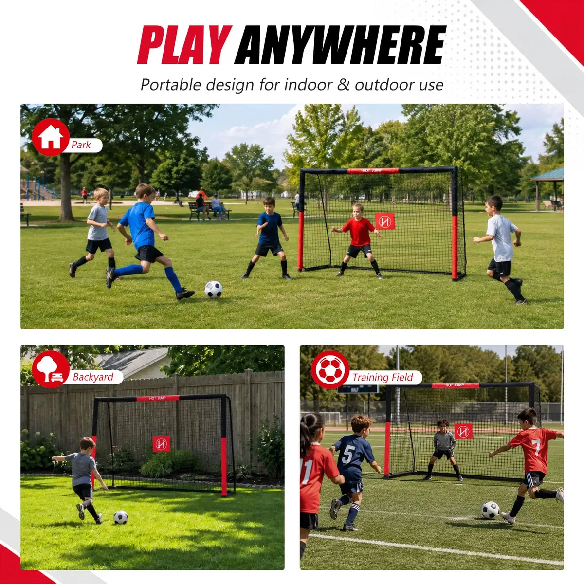 Hotjump Soccer Goals for Backyard 6x4 ft Weatherproof Kids Metal Goal | Easy Setup & Safety Foam - view 7
