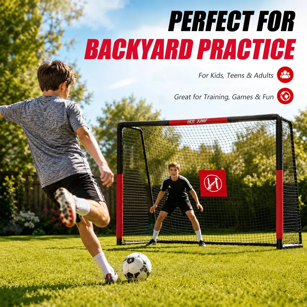 Hotjump Soccer Goals for Backyard 6x4 ft Weatherproof Kids Metal Goal | Easy Setup & Safety Foam - view 2