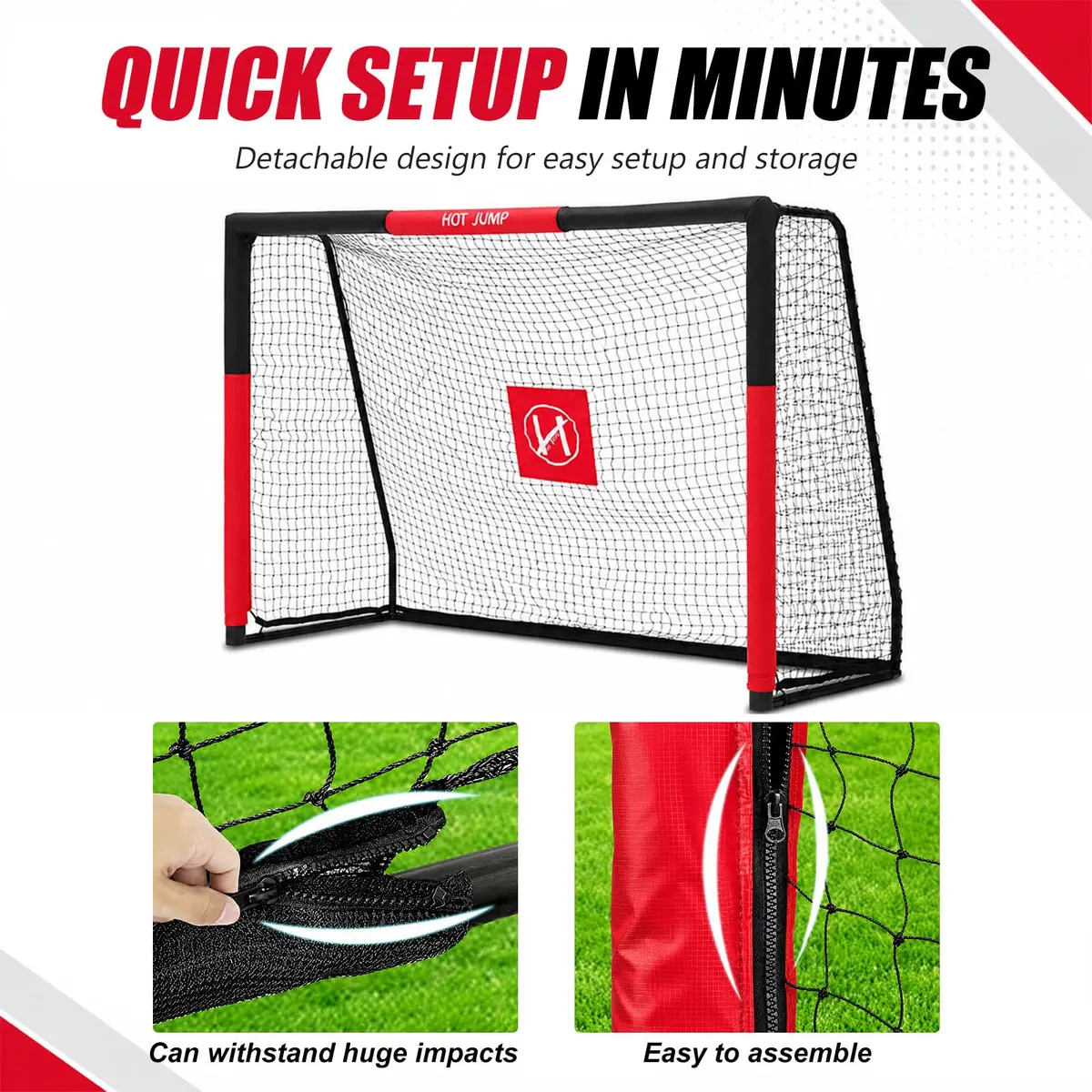 Hotjump Soccer Goals for Backyard 6x4 ft Weatherproof Kids Metal Goal | Easy Setup & Safety Foam - view 3