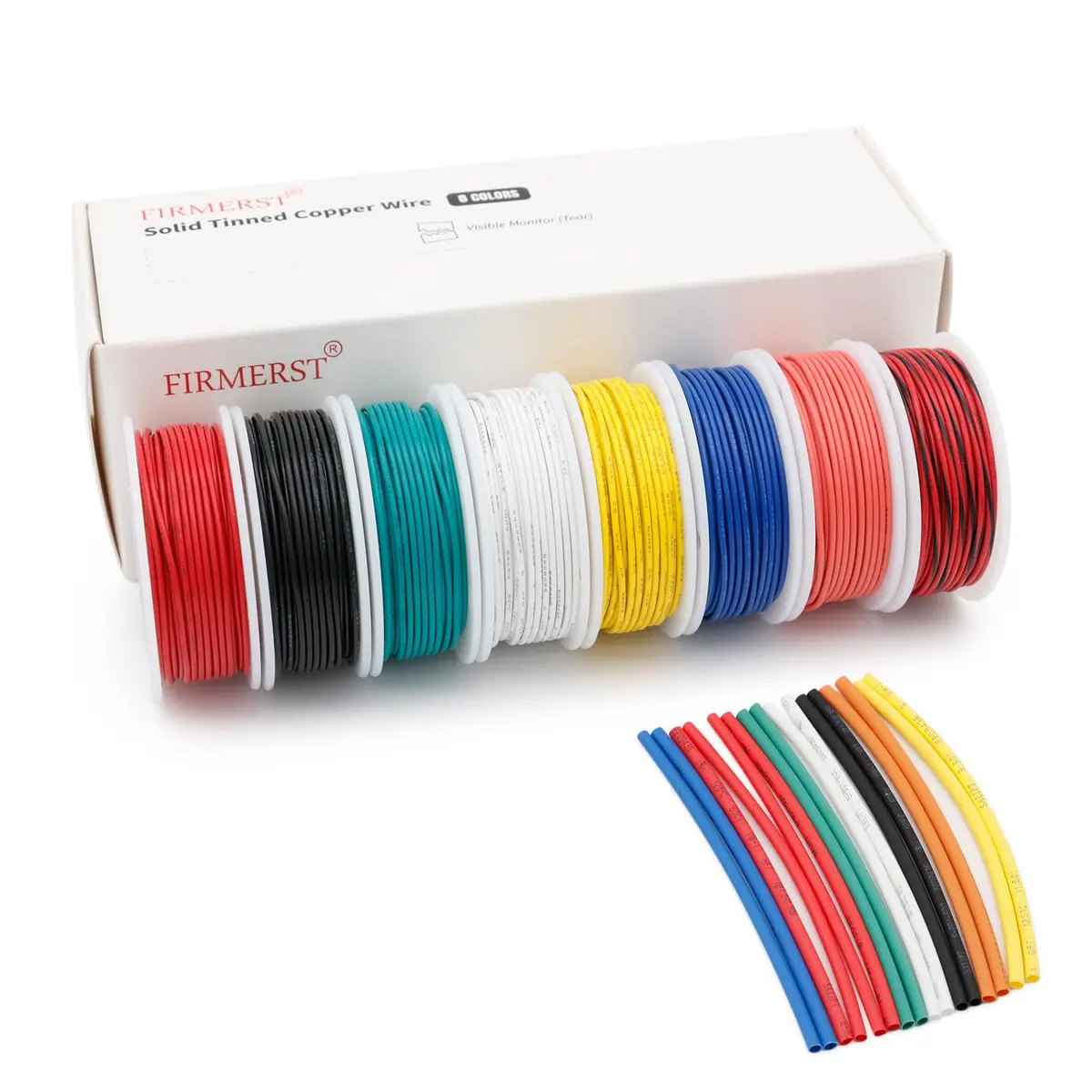 FIRMERST 22 Gauge 30 Feet Solid Core Tinned Copper Hook Up Wire, 8 Colors | UL Listed, Heat Resistant, Versatile - main product image