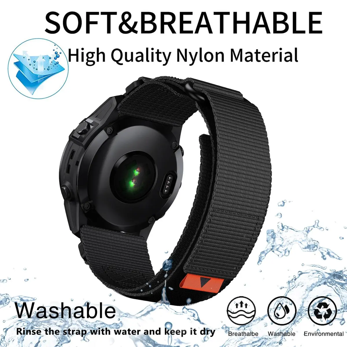 Abanen Rugged Nylon Quick Fit 22mm Watch Band for Garmin Fenix 8 47mm | Adjustable Ballistic Nylon Strap - view 8