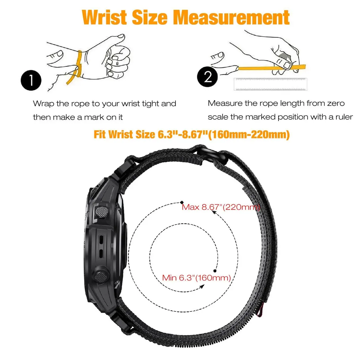 Abanen Rugged Nylon Quick Fit 22mm Watch Band for Garmin Fenix 8 47mm | Adjustable Ballistic Nylon Strap - view 4