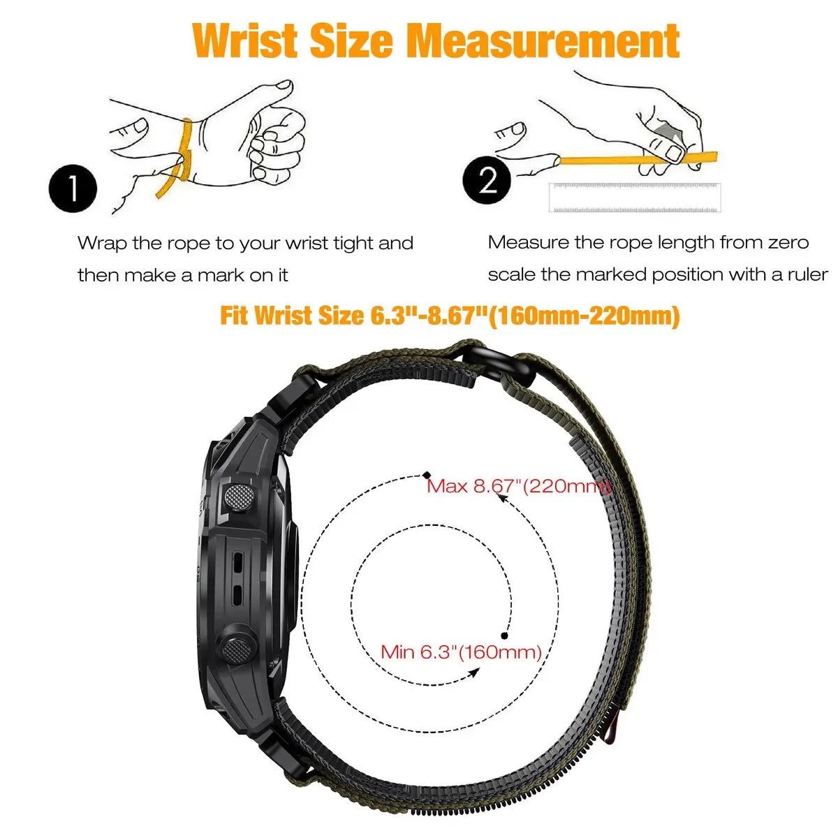 Abanen Rugged Nylon Quick Fit 22mm Watch Bands for Garmin Fenix 8 47mm / Fenix 7/6/5 / epix Pro 47mm | Adjustable Ballistic Nylon Strap - view 4
