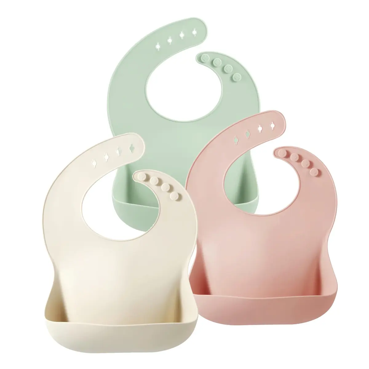 PandaEar Silicone Baby Bibs 3-Pack (25.6cm H x 11.4cm L x 8.5cm W) | Waterproof, Soft, Unisex, 10-72 Months - main product image